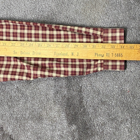 Eddie Bauer Relaxed Fit Mens Large Burgundy Grey Yellow Plaid Long Sleeve Shirt - Picture 12 of 12